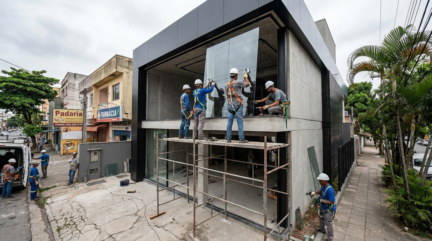 Fachada preta moderna em Asa Norte-DF